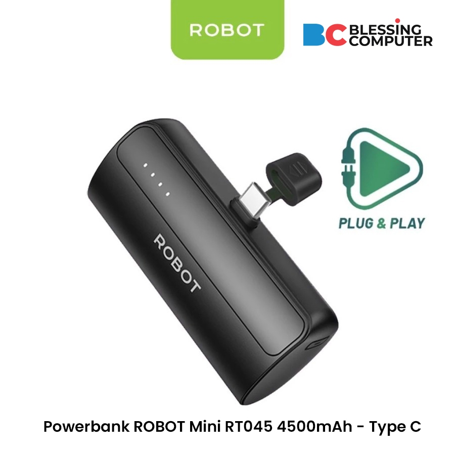 Jual Powerbank ROBOT Mini RT045 4500mAh - Type C Black | Shopee Indonesia
