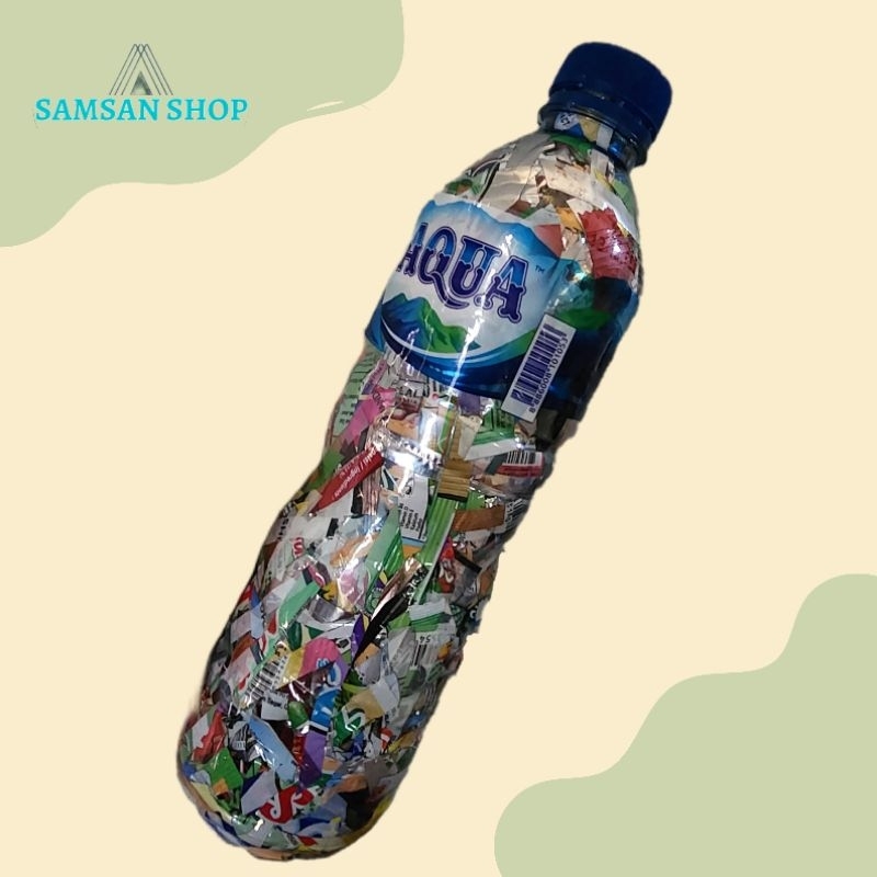 Ecobrick Botol Aqua 600ml Ramah Lingkungan Ekobrik Kerajinan Plastik Daur Ulang