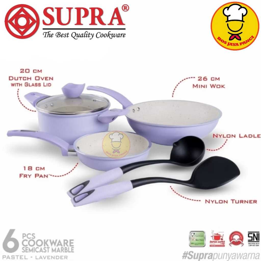 Jual Panci Set Supra 6pc White Marble / cookware set semicast Anti ...