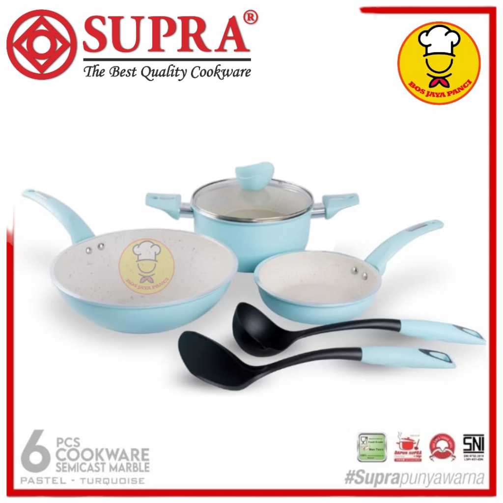 Jual Panci Set Supra 6pc White Marble / cookware set semicast Anti ...
