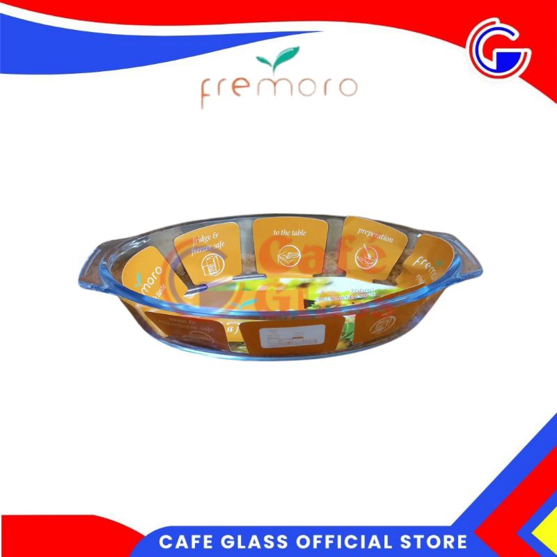Fremoro Loyang Kaca Oval Handle 700Ml (Gmp1807) - Serveware Borosilicate Baking