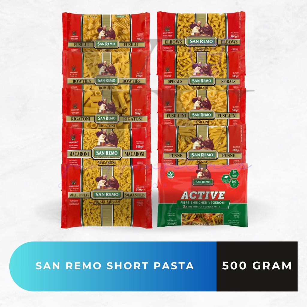 Jual San Remo Short Pasta Macaroni / Fusilli / Fussilini / Rigatoni ...