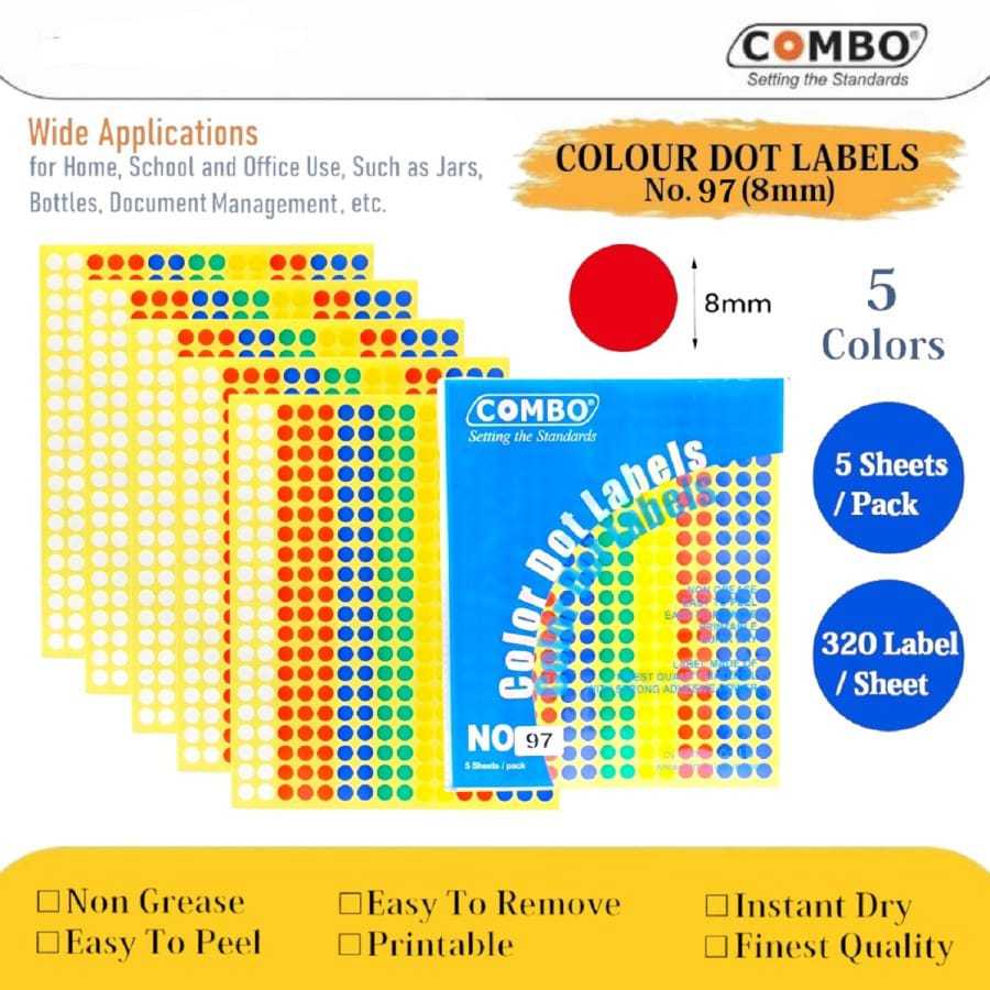 Jual Colour Dot Labels NO.97 (8mm) / Label Stiker Bulat Warna Warni ...
