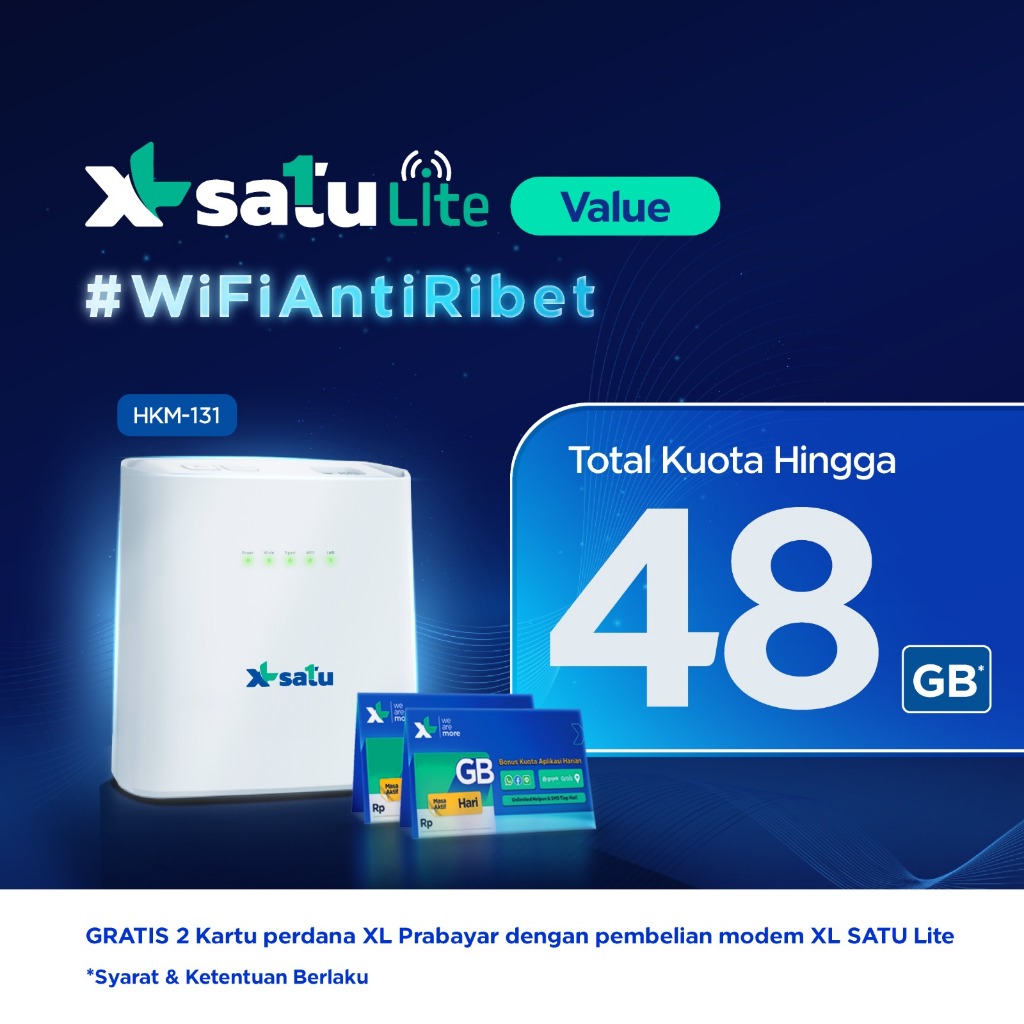 Jual XL SATU Lite Value - Total Kuota Hingga 48 GB (Internet Rumah ...