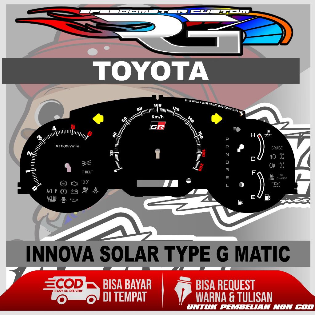 Jual papan speedometer custom innova old solar type g manual dan matic ...