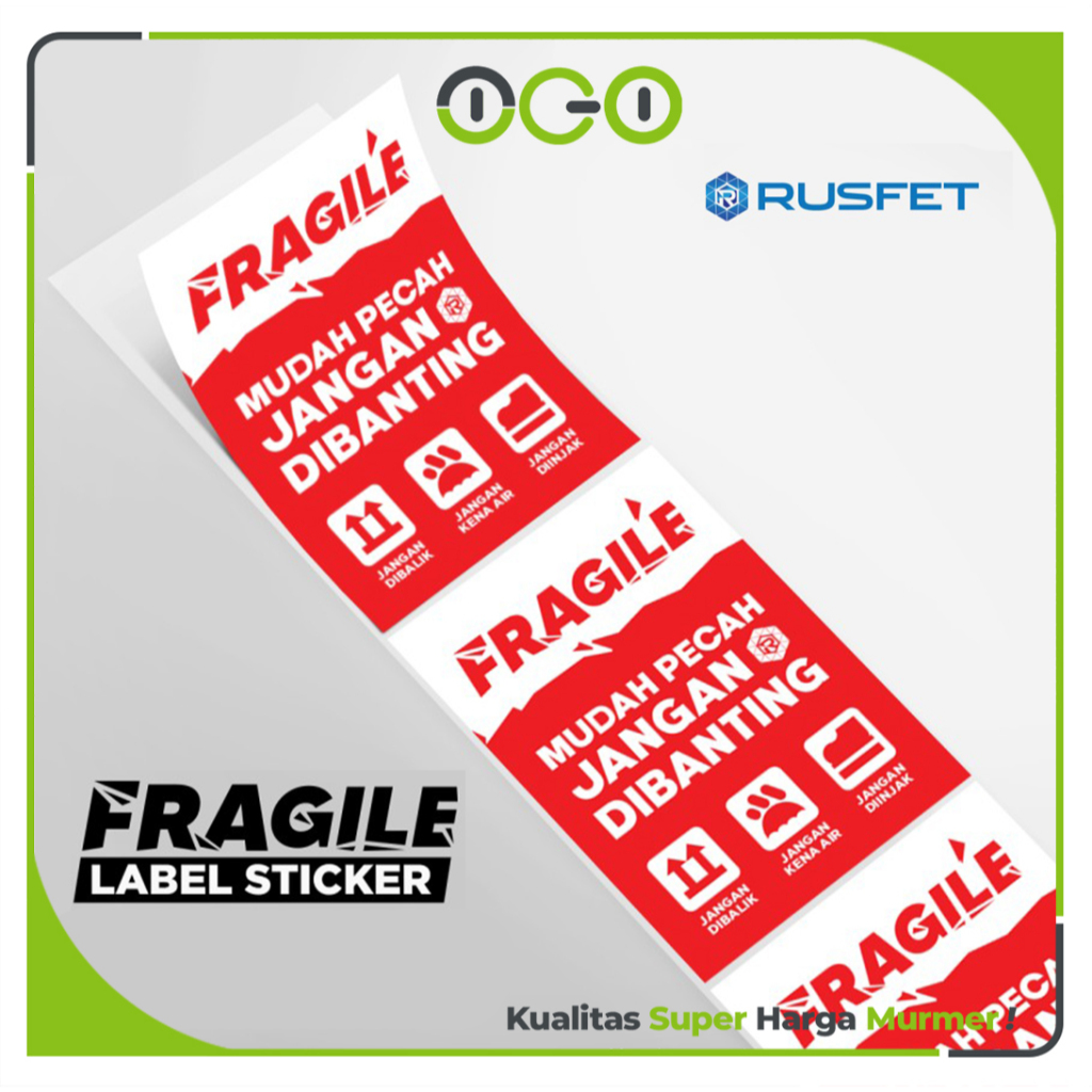 Jual Stiker Sticker Fragile Unboxing 200pcs dan 500pcs Per Roll Rusfet ...