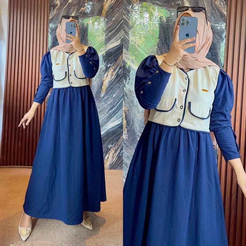 Jual Gamis Crinkle Air Flow / Gamis Polos Stylish / Dress Simple Elegan ...