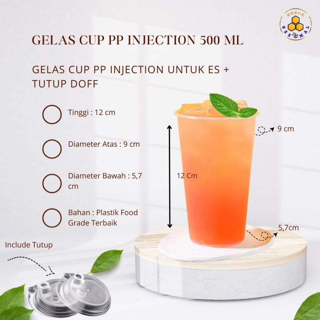 Jual GELAS CUP PP BENING INJECTION UNTUK ES KOPI TEH + INCLUDE TUTUP ...