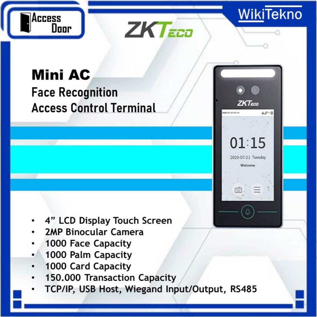 Jual Paket Access Door ZKTeco Mini AC Face Recognition Access Control ...