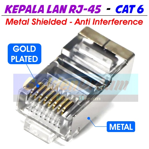 Jual Jack RJ45 Metal Shielded Kepala LAN Ethernet Network Connector ...