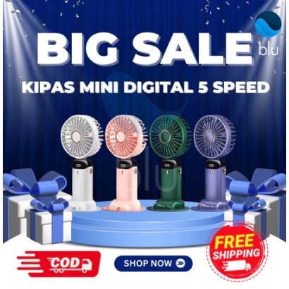 Jual Kipas Angin Mini LED Digital 5-Speed / Kipas LED Display Portable ...