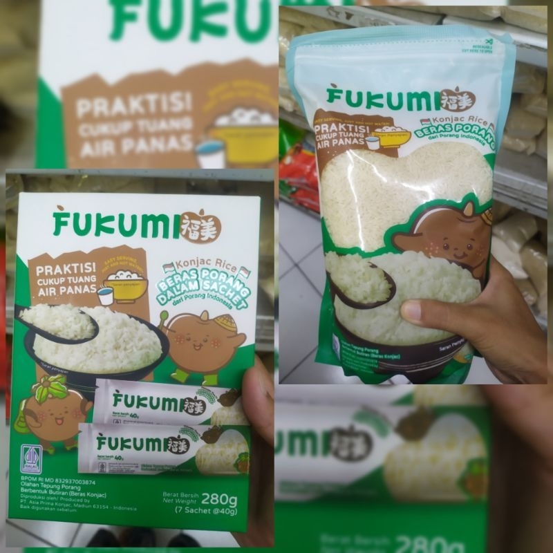 Jual FUKUMI BERAS PORANG KONAJ RICE 280g 1KG, YUMMY BITES ORGANIC RICE ...