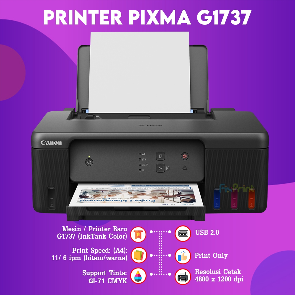 Jual FixPrint Printer Canon PIXMA Ink Efficient G1737 Pengganti Printer ...