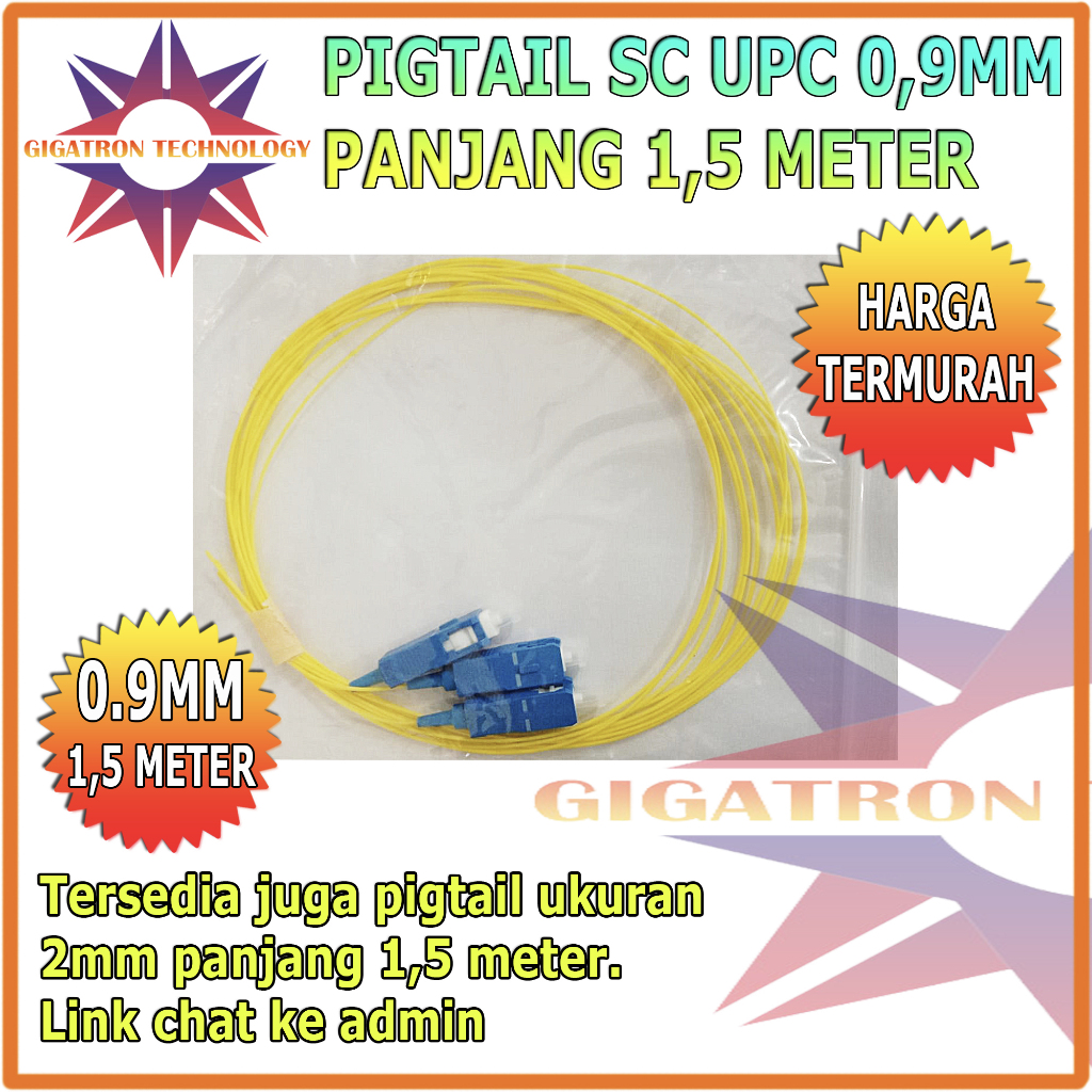 Jual Pigtail Fiber Optic 0.9mm SC UPC Panjang 1,5 Meter Pigtail SC UPC ...