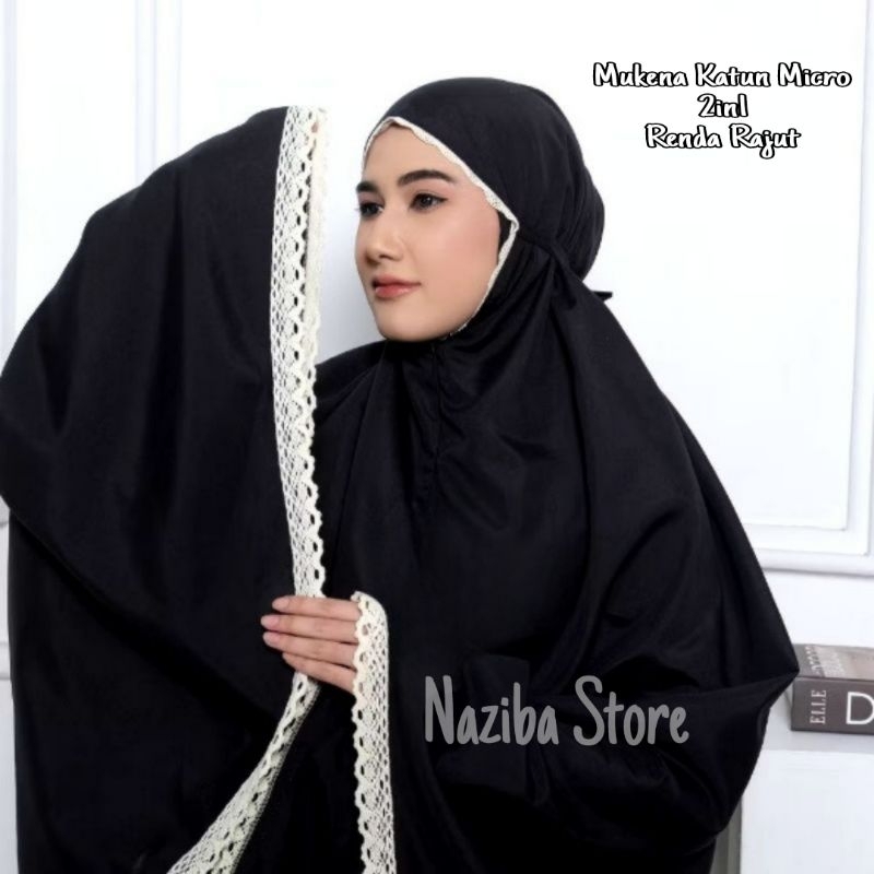 Jual Naziba - Mukena Dewasa Katun Polos Jumbo 2in1 Traveling Renda ...