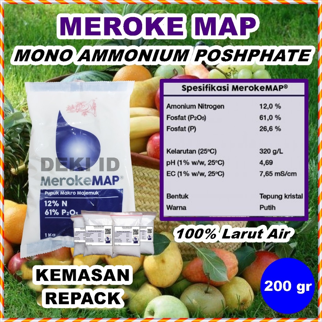 MAP Meroke 200 gr Repack Pupuk Mono Ammonium Phosphate Larut Air Hidroponik Grade