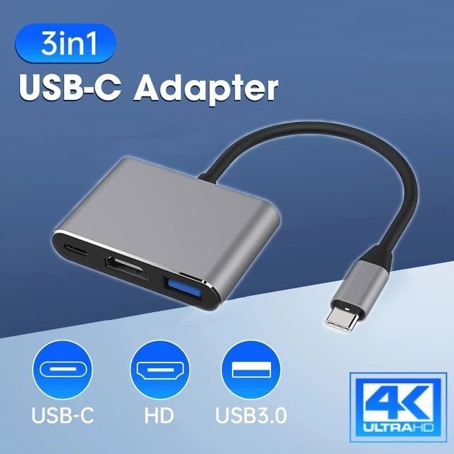 Jual 3in1 USB 3.1 Type C to HDMI, USB 3.0 HUB, USB-C Charging Port ...