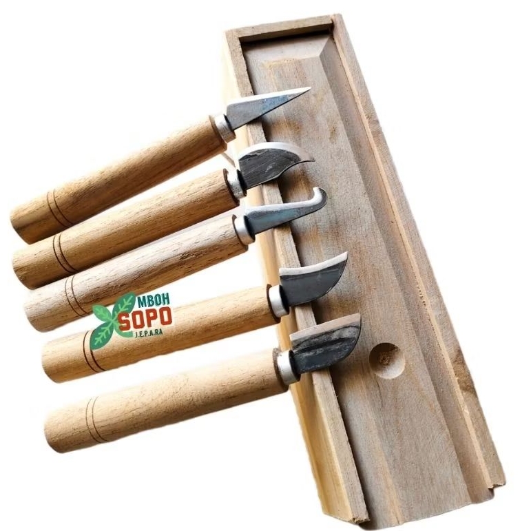 Jual Set Pisau Raut, 5 Pcs Pisau Ukir dan Kerajinan Plus Kotak Kayu ...