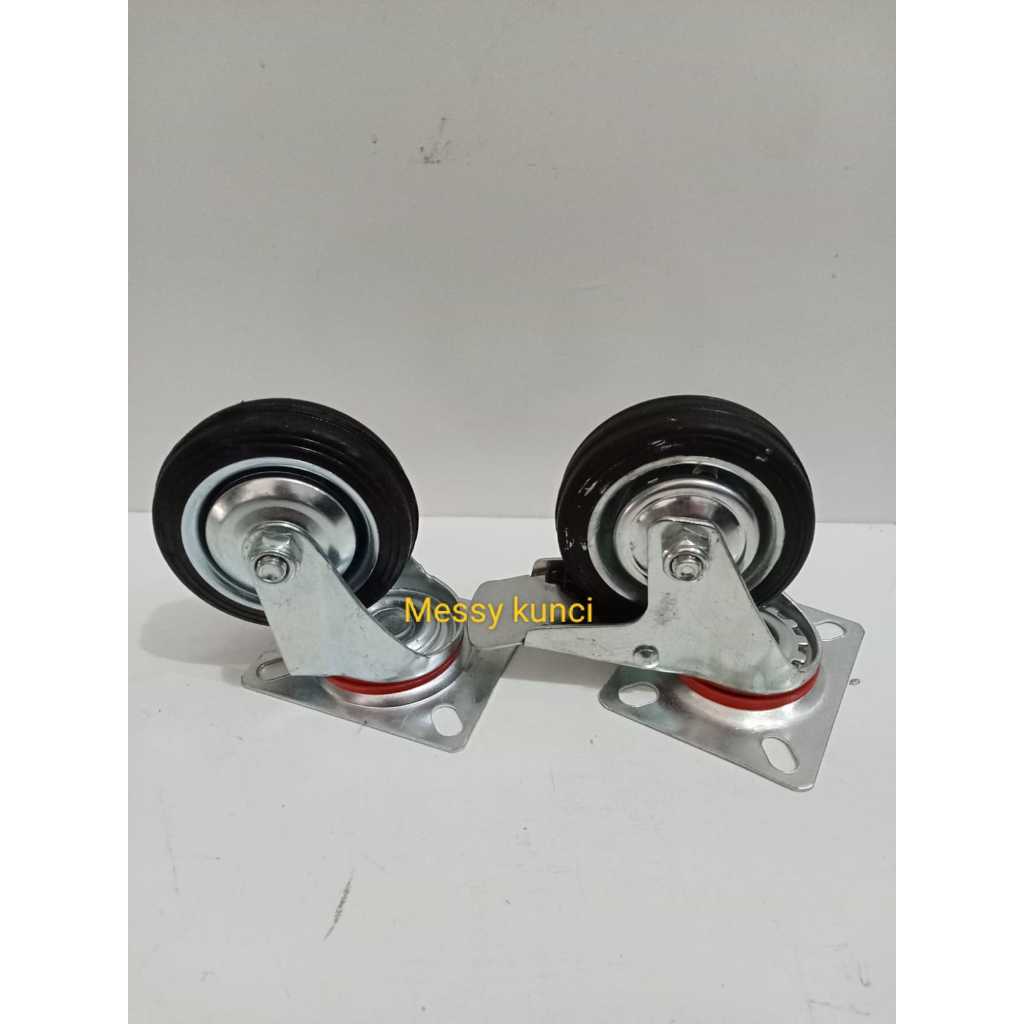 Jual roda karet 3 inchi 1set 4pcs roda rem hidup mati 3 inchi roda ...