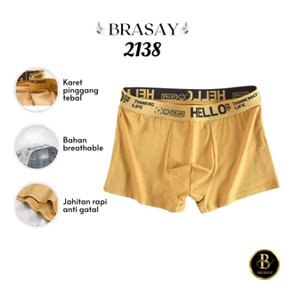 Brasay Boxer Celana Dalam Pria Dewasa Fashion Men Hello On Me  Jumbo Katun  2138