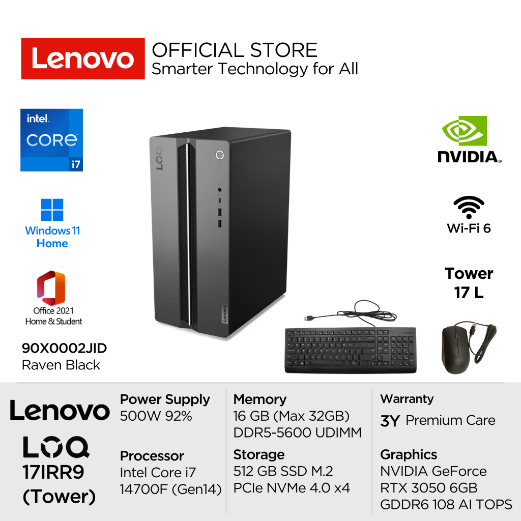 Jual lenovo pc gaming loq 17irb8 2jid intel core i7 14700f win11 16gb