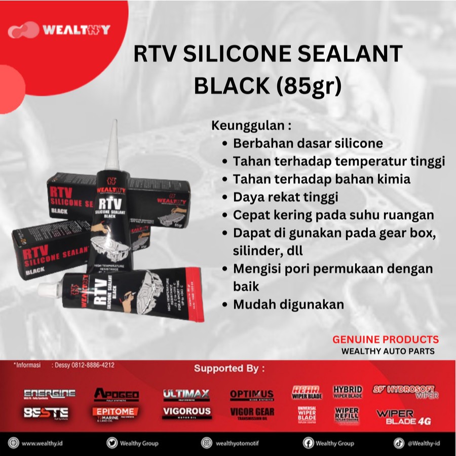 Jual RTV SILICONE SEALANT TAHAN PANAS ORIGINAL WEALTHY | Shopee Indonesia