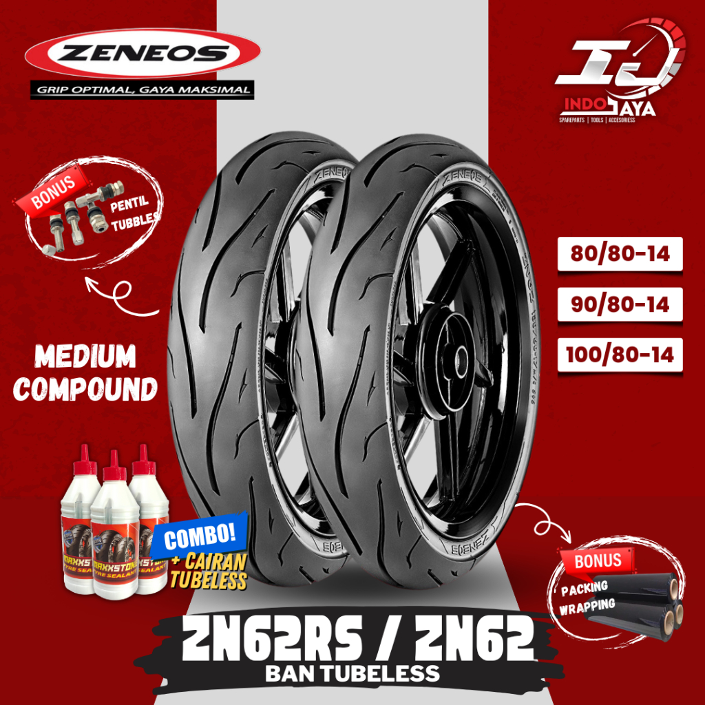 Jual [READY!!] BAN LUAR TUBELESS ZENEOS ZN62 (80/80-14 - 90/80-14 - 100 ...