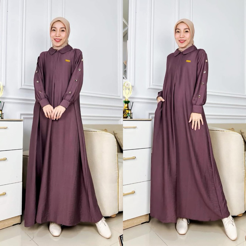 Jual INARA DRESS Gamis Polo Linen Cantik Kekinian | Shopee Indonesia