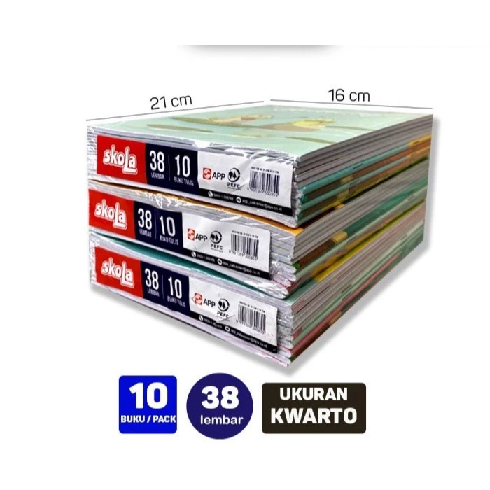 Buku Tulis Skola SiDU 38 Lembar (1 Pack 10 Buku) Ukuran 21x16 cm