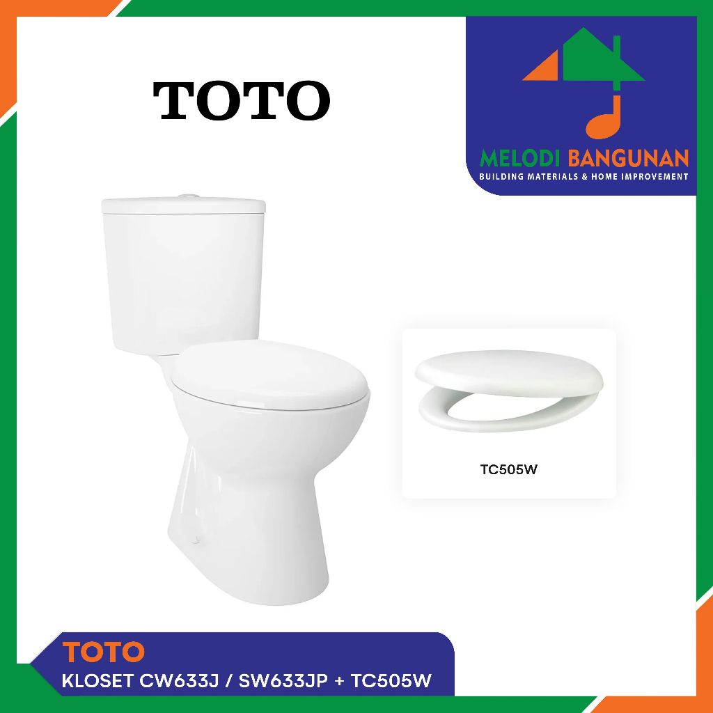 Toto - Closet + Kloset + Toilet Duduk Cw633J Sw633Jp + Cw 633 J Sw 633 Jp White