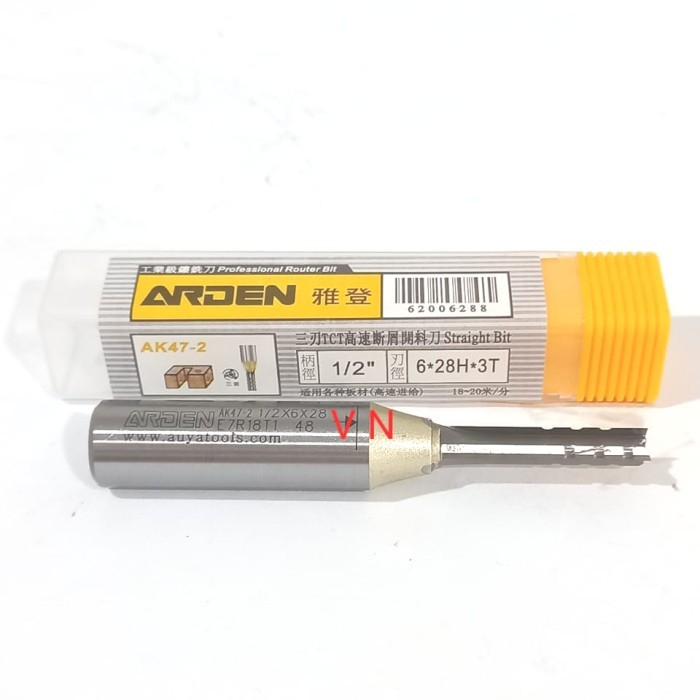 Jual Mata Router/Profil CNC 3 Mata/Flute 6mm x 28mm As 1/2 Straight ...