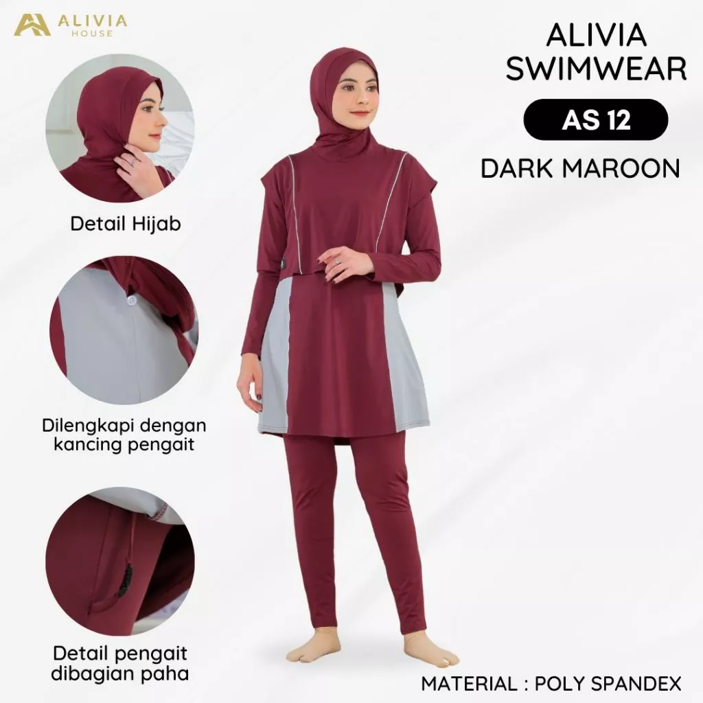 Alivia House Baju Renang Muslimah Syari Dewasa dan Remaja - Swimwear Hijab Poly Spandex