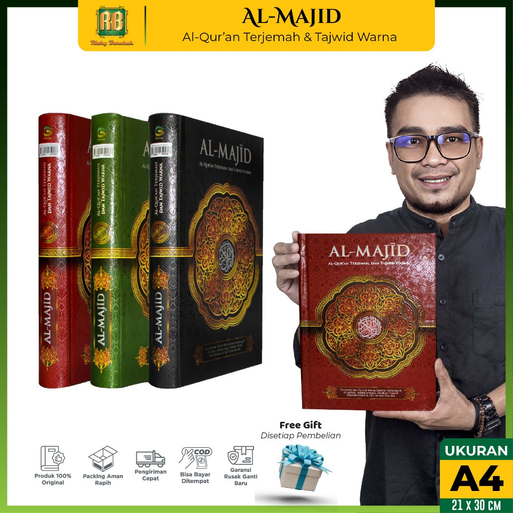 Jual Al Quran Terjemah Tajwid Al Majid A4, Alquran Tajwid Warna ...