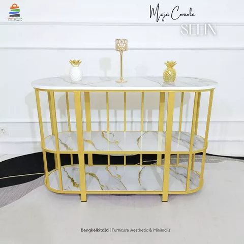 Meja Console Aesthetic Meja Hias Minimalis - MEJA SELIN - 120cm Besi Holo Cat Duco Mewah