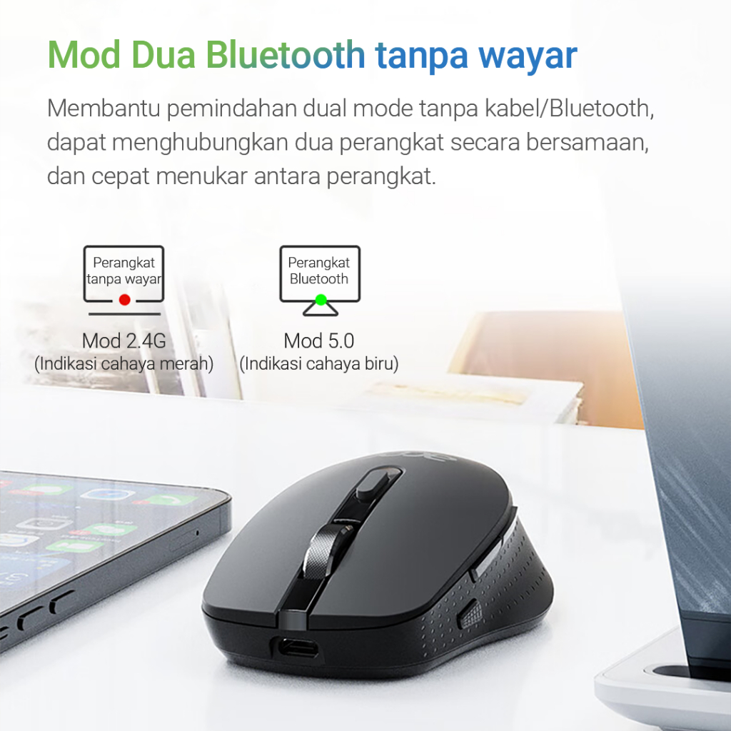 Jual Mouse Nirkabel Senyap Acer M155 2.4GHz Bluetooth Dua Mode ...