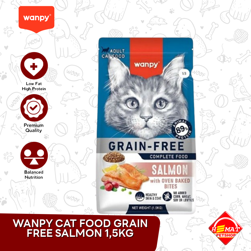 Wanpy Grain Free Complete Food for Adult Cat - Salmon Recipe - 1.5Kg
