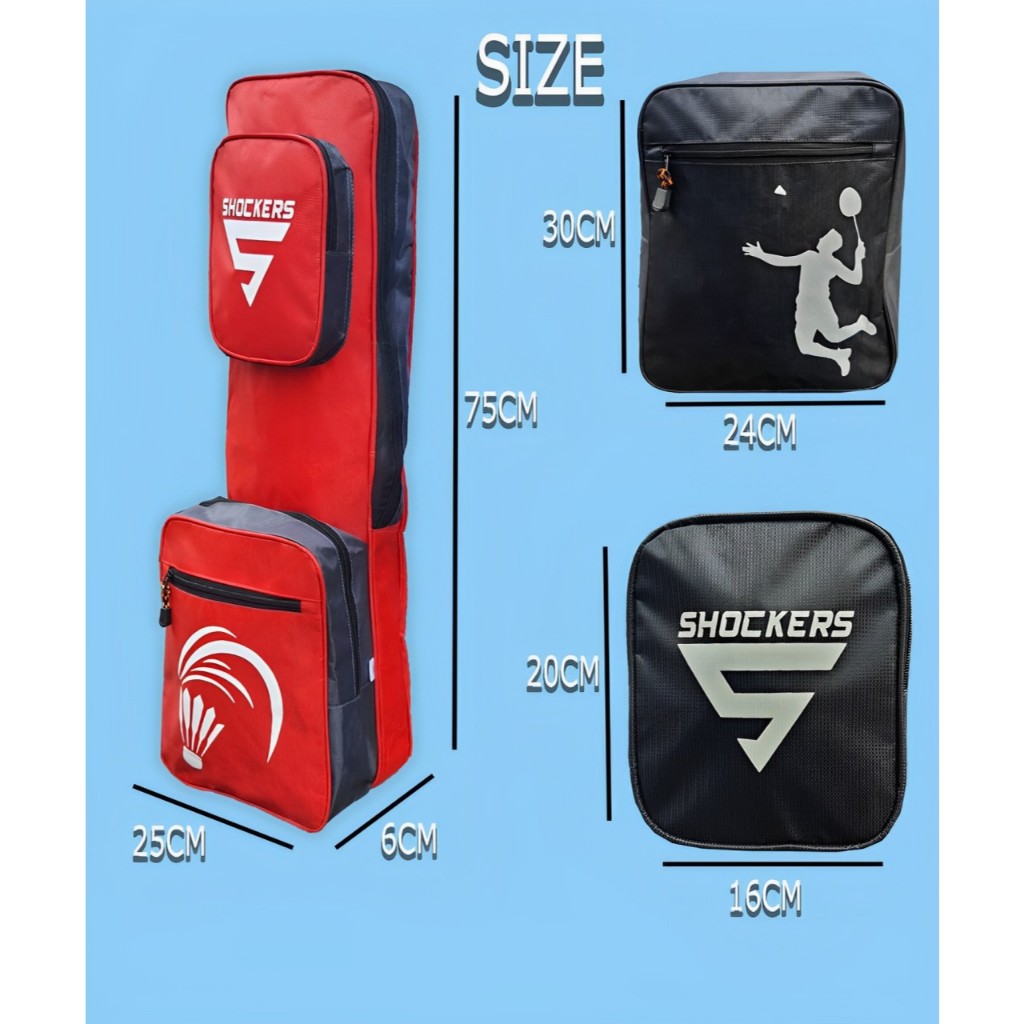 Jual Tas Ransel Raket/Batminton Shockers Muat Untuk 4 Pcs Raket Tas ...