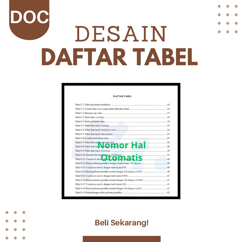 Jual DESAIN DOK DAFTAR TABEL/ LIST TABEL/ PAGE NUMBER DLL | Shopee ...