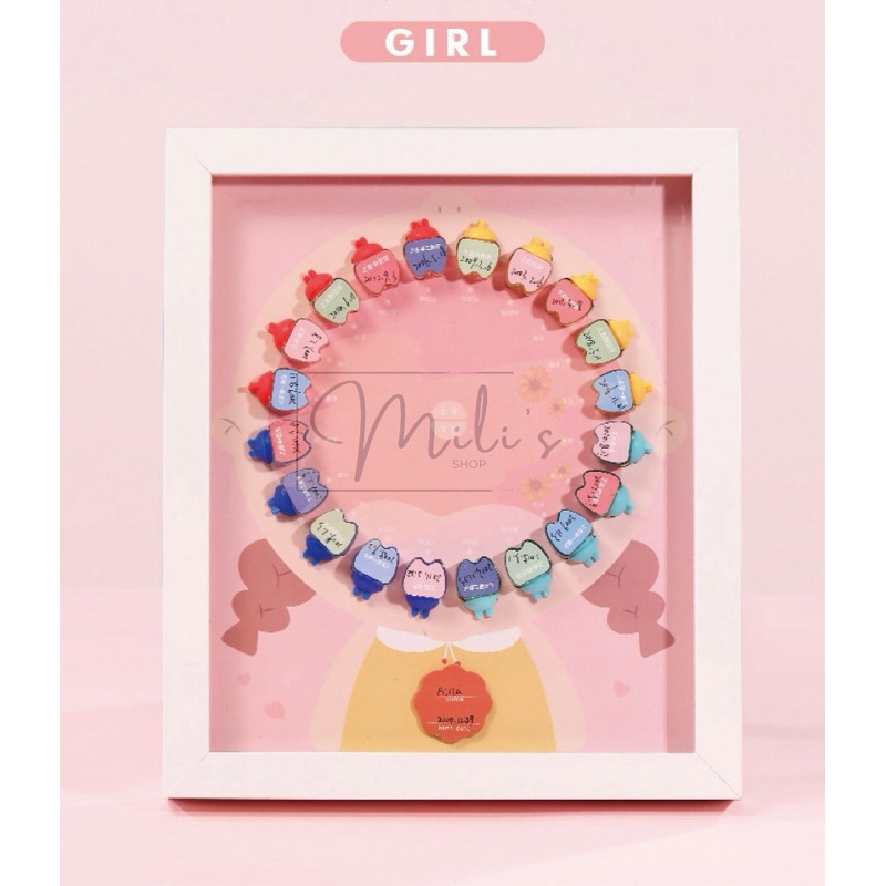 Jual kontainer gigi susu anak / GIRL Wooden Photo Frame Baby Teeth wtih ...