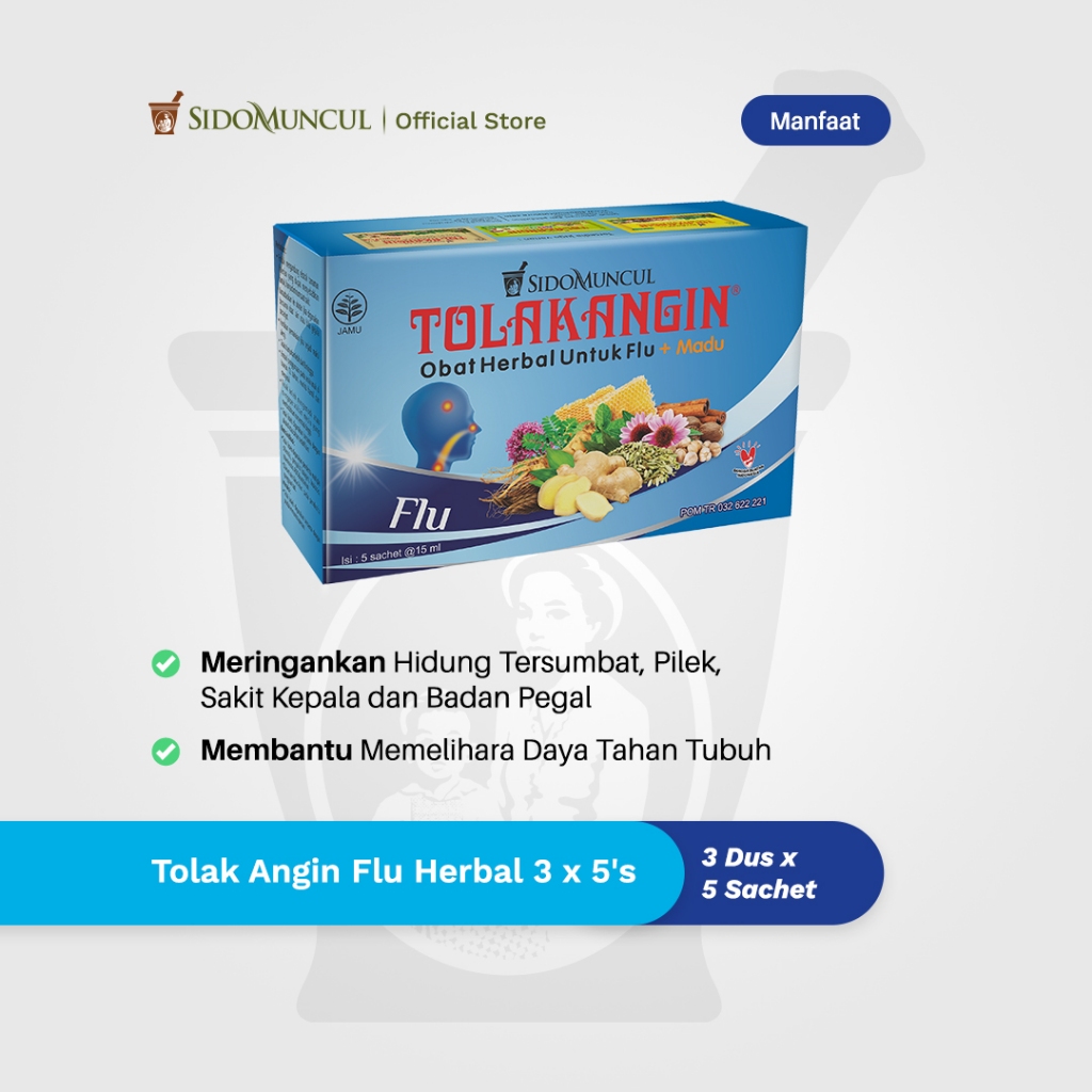 Jual Tolak Angin Flu Cair Herbal 3 Box Isi 15 Sachet - Flu Batuk Demam ...