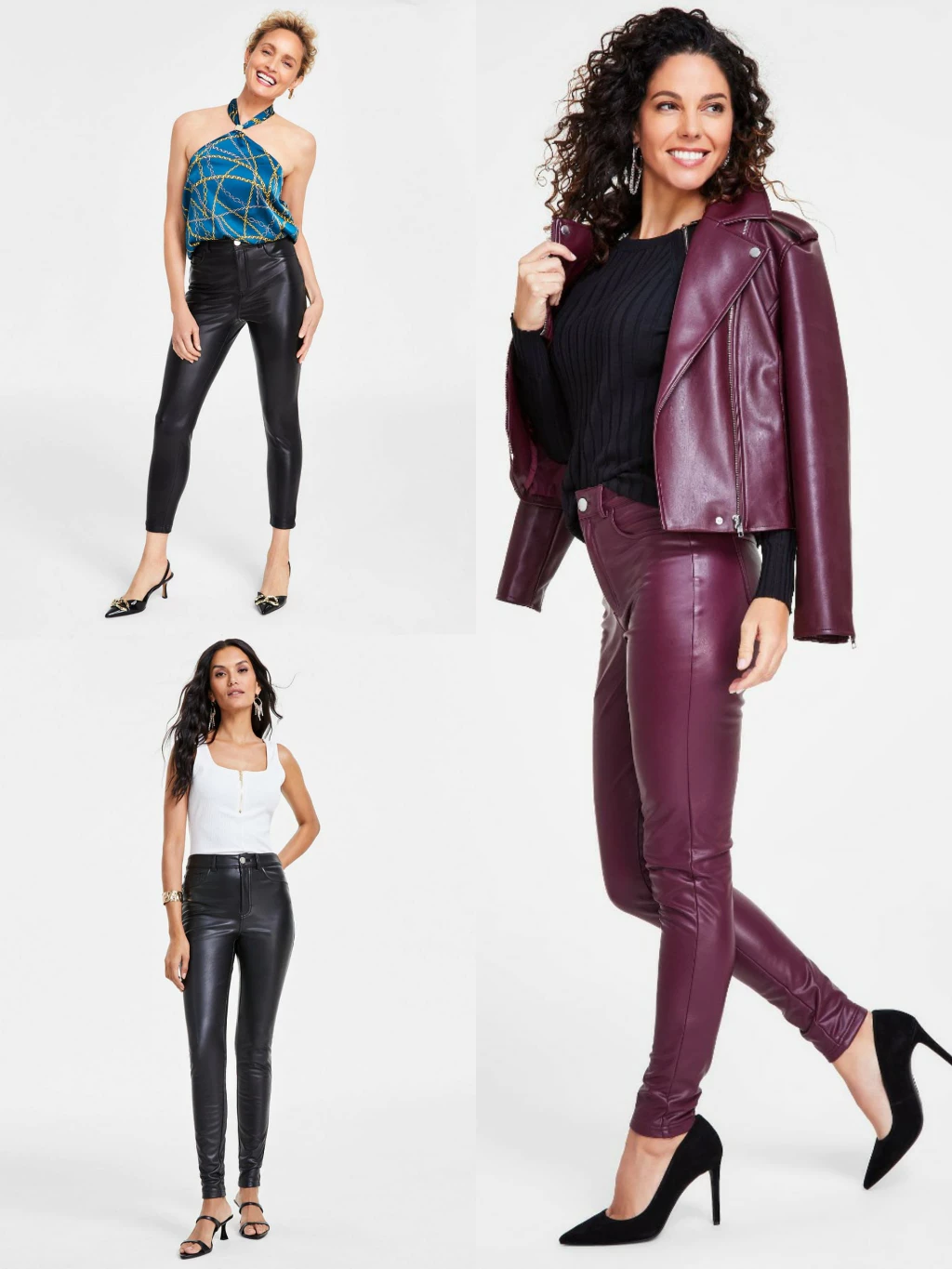 INC Women's Faux-Leather Skinny Pants - 7050