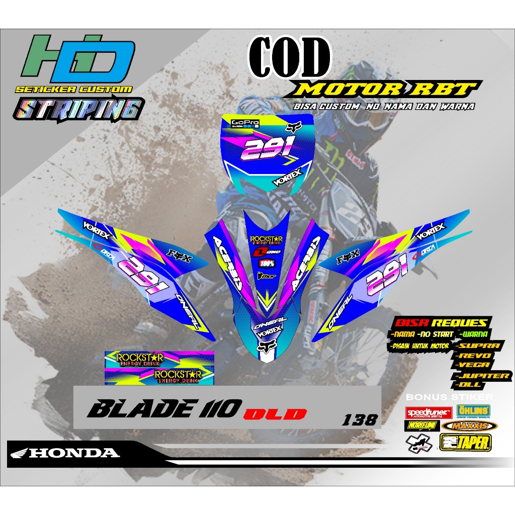 Jual Sticker Striping RBT MOTOR BLADE 110 OLD Motor Desain bebek modif ...