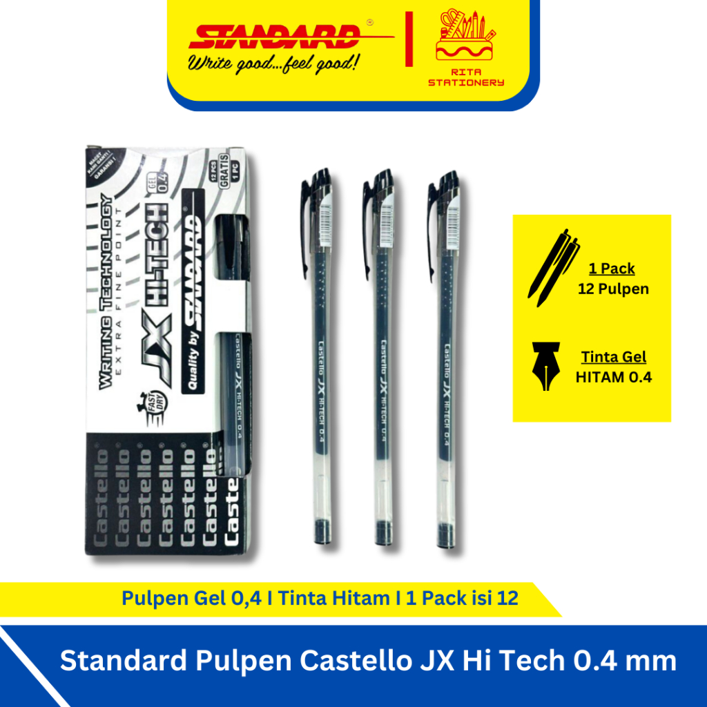 Jual Pulpen / Ballpoint STANDARD Castello JX Hi Tech 0.4 mm - 1 Pack ...