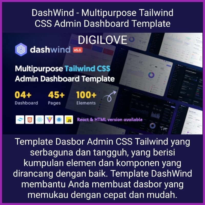 Jual DashWind - Multipurpose Tailwind CSS Admin Dashboard Template ...
