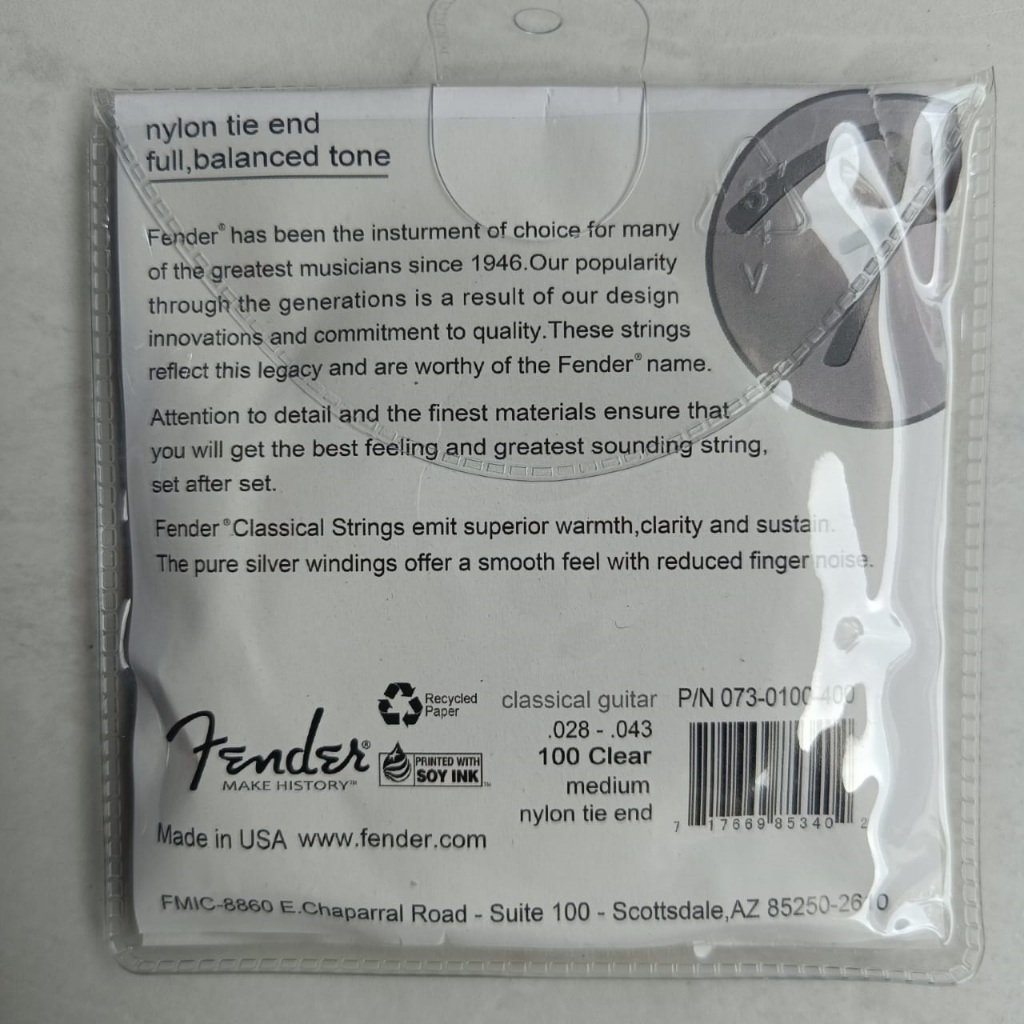 Jual Senar Gitar Klasik Fender 100 Clear Nylon Full Set Classical ...
