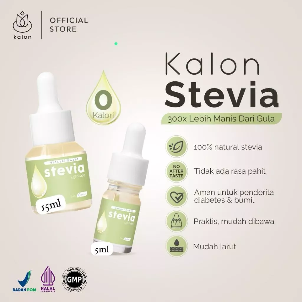 Kalon Stevia Natural Sweetener botol tetes pemanis alami stevia nol kalori
