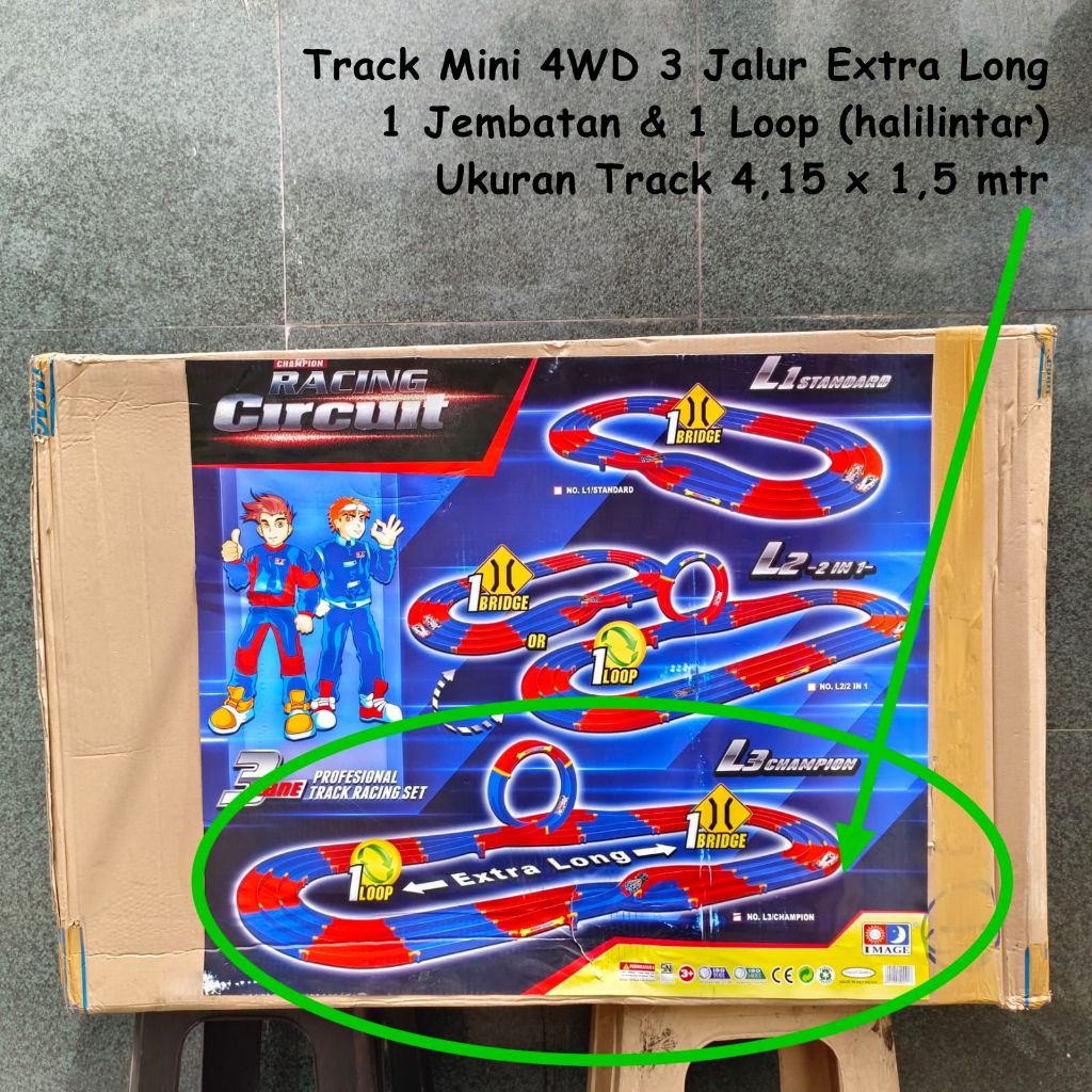 Jual IMAGE Track Tamiya 3 Jalur 1 Jembatan & LOOP HALILINTAR EXTRA LONG ...