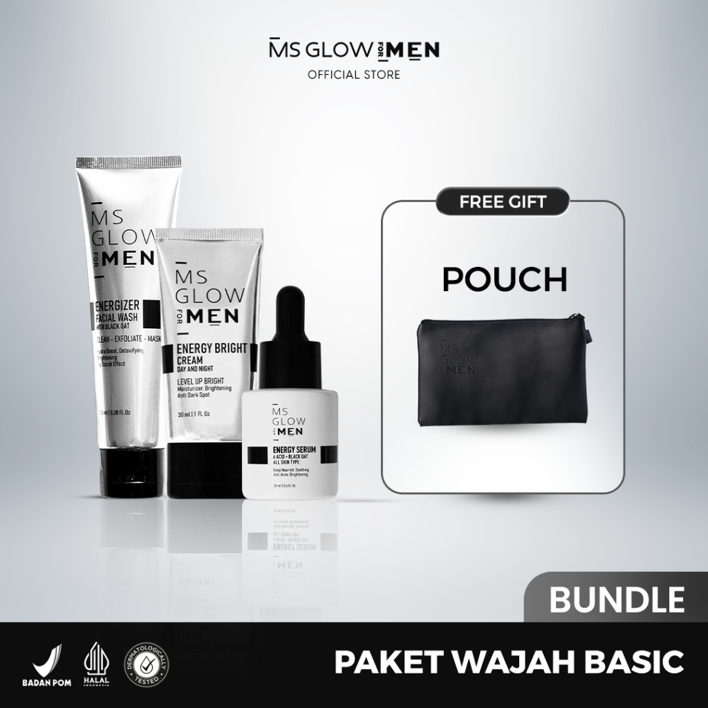 MS Glow For Men - Paket Wajah Basic - Skincare Pria - 150 ml