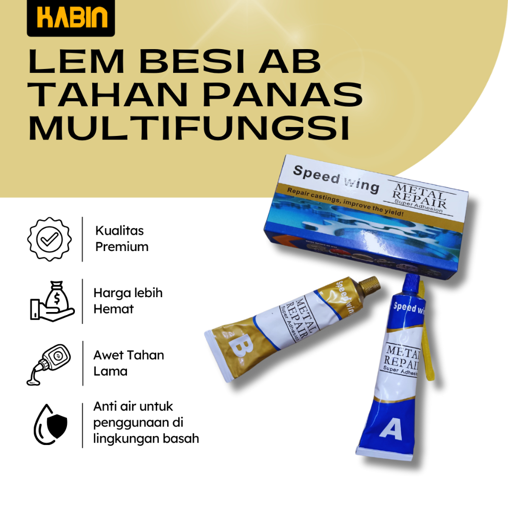 Jual Lem AB Epoxy Kuat Metal Casting Glue Penambal Besi Radiator Anti ...