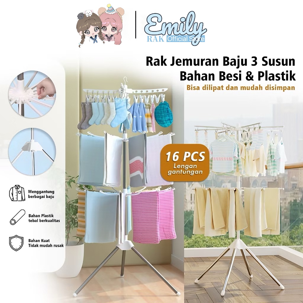 Jual (RAK) Hanger Jepitan Kaos Kaki Jemuran menara rak baju bayi lipat ...